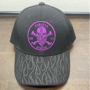 Monster Jam Son-uva Digger Black Purple Flame Snapback Hat Skull Logo Cap 2023